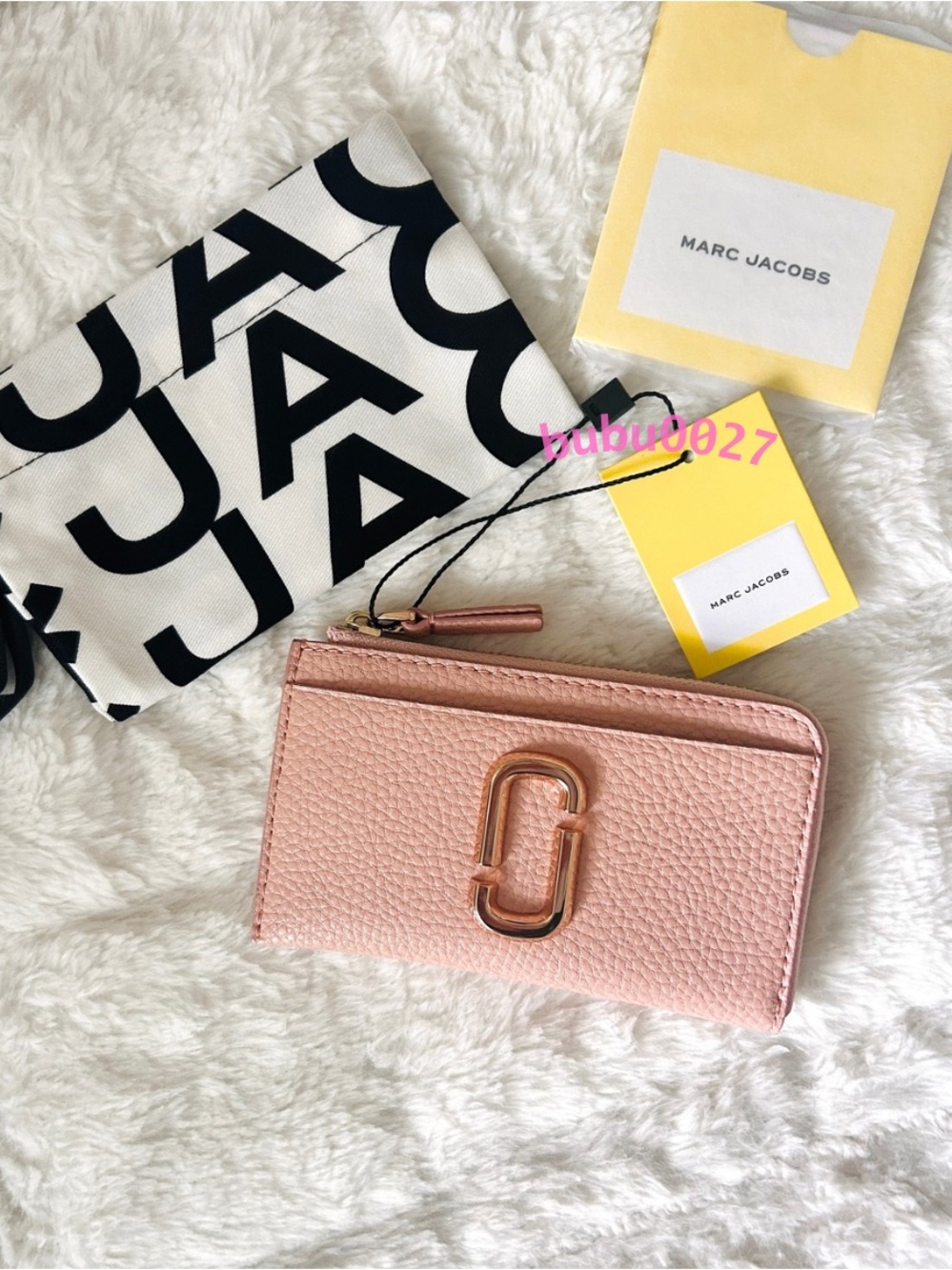 NWT🍑Marc Jacobs The J Marc Top Zip Multi Wallet Rose Pink Coin Card Case Key